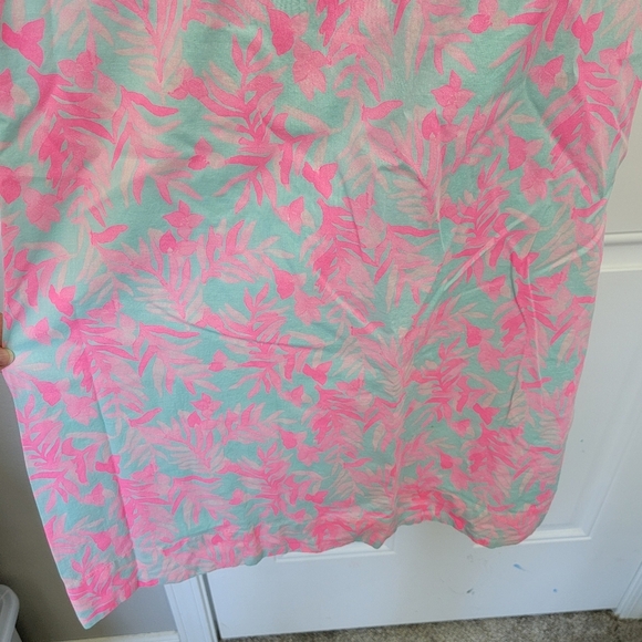 Vineyard Vines One Shoulder Ruffled Pink Blue Dress Preppy Floral Size Small - Picture 7 of 12